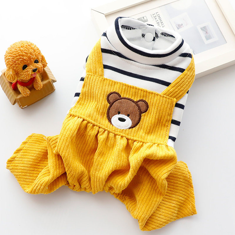 狗狗衣服春秋装四脚背带裤抓绒卫衣面包熊小型犬