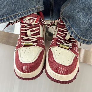 小白鞋 水洗牛仔小众百搭时尚 男女同款 7cm隐形内增高厚底低帮板鞋