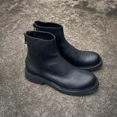 欧美简约头层牛皮男靴冬季 切尔西 厚底工装 短靴男真皮高帮皮鞋 男士