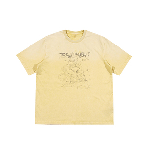 Resalibert 宽松百搭Pima棉 蛇年限定印花蜡染水洗破坏圆领短袖