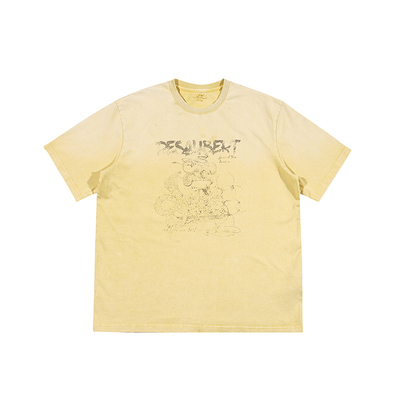 Resalibert 蛇年限定印花蜡染水洗破坏圆领短袖宽松百搭Pima棉