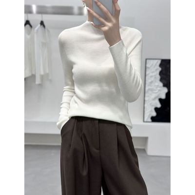 『纤枝』詹祥和100精纺羊毛国风新中式一线成衣百搭内搭半高领毛