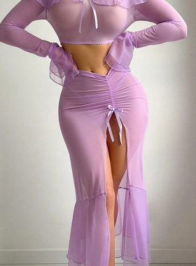 90533时尚的透视迷人个性款式女士睡衣套装分体裙纯欲少女心高腰