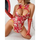 裙子连衣裙瘦 精美 2507030诱人女聚拢红色旗袍睡衣中国风中式 款