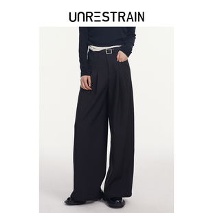 休闲西装 UNR设计师品牌黑色直筒情侣同款 长裤 UNRESTRAIN
