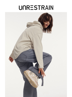 【UNRESTRAIN】UNR设计师品牌黑/白简约休闲连帽情侣卫衣