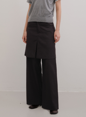 UNRESTRAIN「UNR」城市笔锋 新款假两件拼接休闲直筒长裤显瘦女