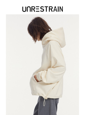 【UNRESTRAIN】UNR设计师品牌米白/灰色男女同款连帽套头卫衣