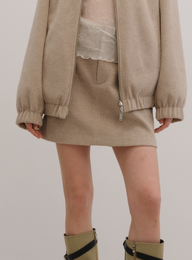 UNRESTRAIN「UNR」呢喃 秋冬新款毛呢高腰A字半裙女