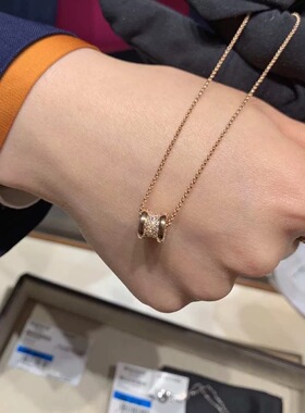 18k玫瑰金项链女小蛮腰钻石吊坠