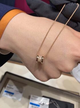 18k玫瑰金项链女小蛮腰钻石吊坠