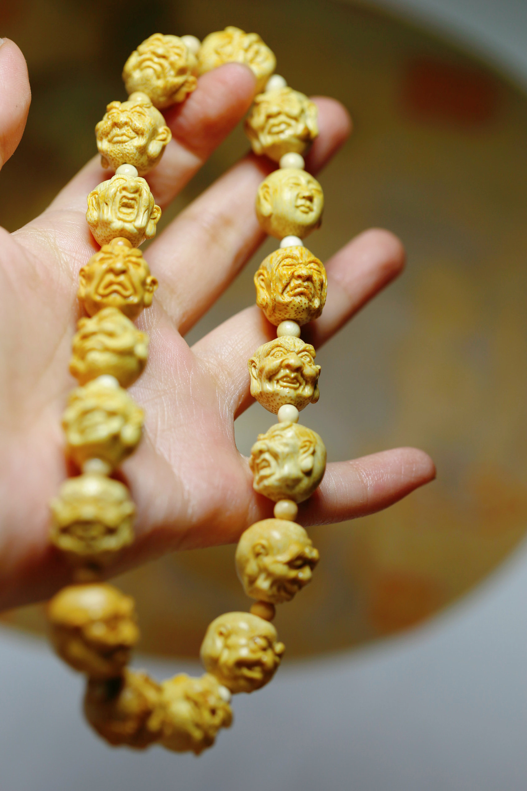 竹根雕十八罗汉手持,手串文玩桃核雕刻款手串男女款手串饰品礼物