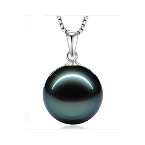 大溪地黑珍珠18K金正圆吊坠