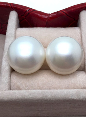 无核超特大点醉天然珍珠耳钉12-13-14-15-16-17-18mm强光无暇银真