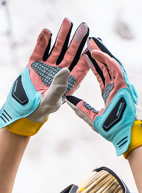 骑士网夏季摩托车骑行手套透气防撞触屏马卡龙碳纤维手套男女同款