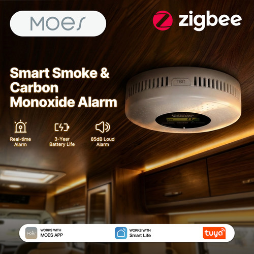 涂鸦智能家居zigbee一氧化碳CO感应器app低电量提醒烟雾报警器