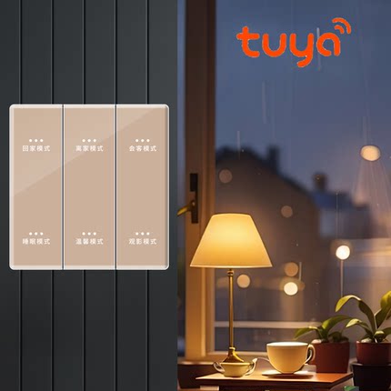 Tuya涂鸦智能ZigBee零火玻璃开关防火PC刻字定制酒店语音远程双控