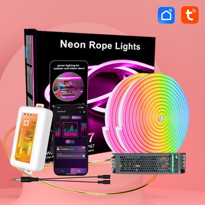 Tuya涂鸦智能霓虹灯带ZigBee幻彩RGB硅胶WiFi语音音乐律动柔性LED