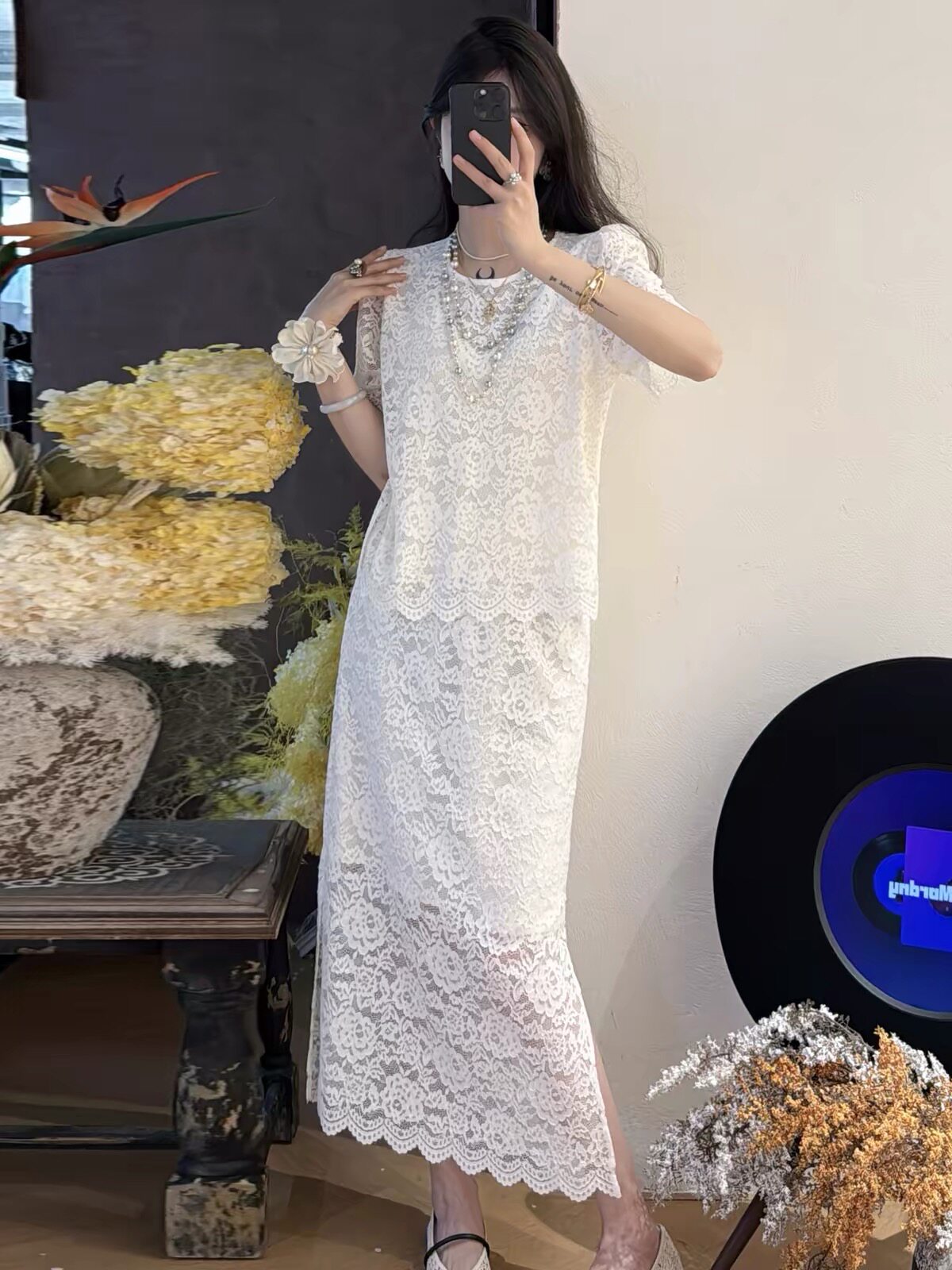 蕾丝套装图纸 甜美套头蕾丝小衫半身裙纸样 宽松小香风女装DIY