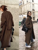 金高银同款 咖啡色复古经典 超长大衣