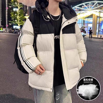 啄木鸟冬季新款条纹情侣棉服外套