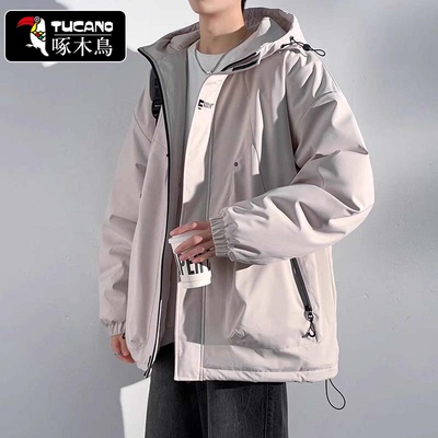 啄木鸟2025秋冬新款冲锋棉衣男士