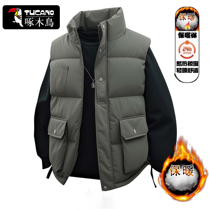 啄木鸟冬季美式工装保暖马甲背心