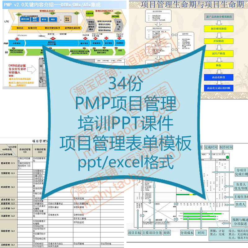 PMP项目管理PPT课件实施资料领导力整体模板计划表格材料一页纸