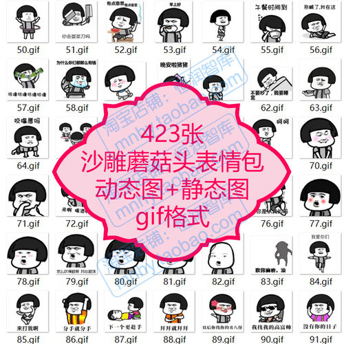 沙雕蘑菇头表情包动图静态图gif动态图片有字有文字聊天搞笑素材