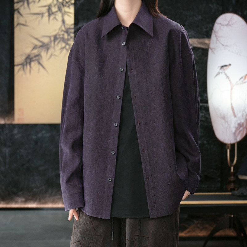 【再易】2025新款紫岩柞蚕丝香云纱桑蚕丝双穿衬衫上衣ZY0513S