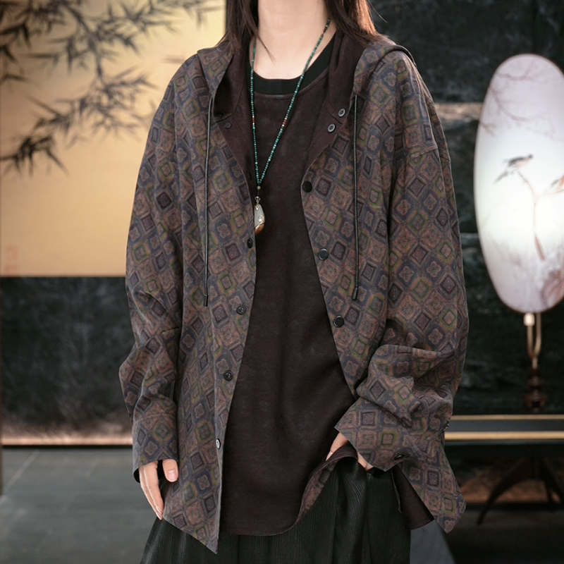 【再易】2025新款万菱罗男士双穿香云纱桑蚕丝帽衫ZY0166S-F110