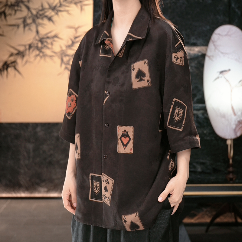 【再易】2025新款王牌香云纱桑蚕丝男士双穿古巴领衬衫ZY0280S