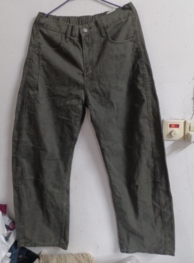 春夏新款军绿色牛仔裤弯刀裤女宽松休闲显瘦气质个性长裤哈伦裤