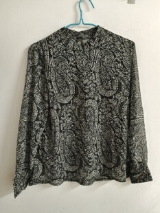 小香风小众别致套头立领有衬里气质长袖 春夏新品 黑白花色雪纺衬衫