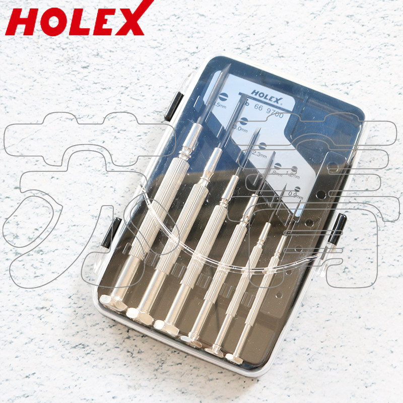 독일 호프만 HOLEX 시계 수리 일자 드라이버 세트 회전식 손잡이 끝이 있는 6개 세트