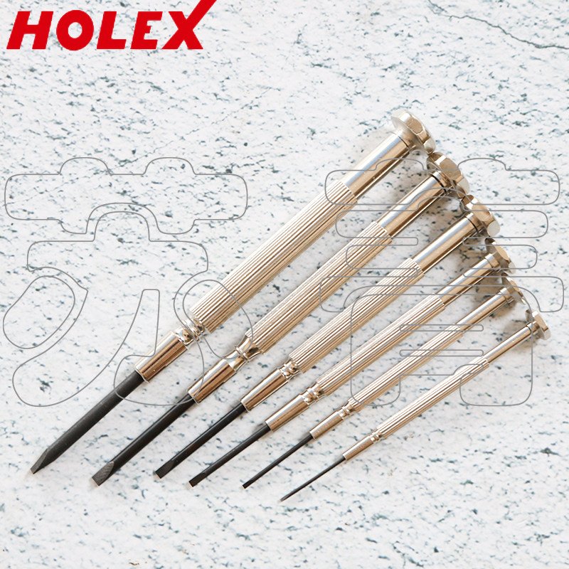 독일 호프만 HOLEX 시계 수리 일자 드라이버 세트 회전식 손잡이 끝이 있는 6개 세트
