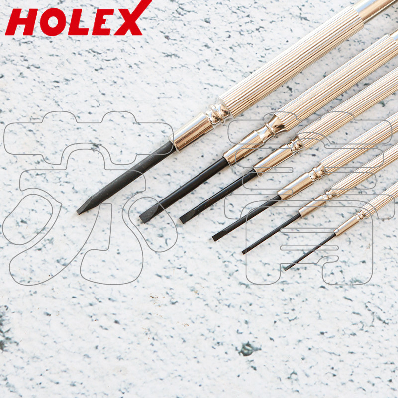 독일 호프만 HOLEX 시계 수리 일자 드라이버 세트 회전식 손잡이 끝이 있는 6개 세트