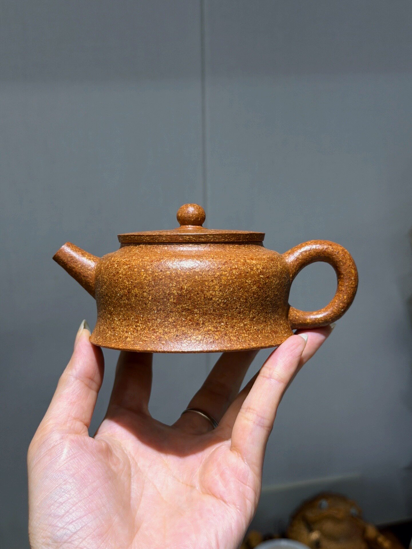 8目粗砂原矿冷金黄段泥小品壶容量150cc国助工顾玉华全手工制