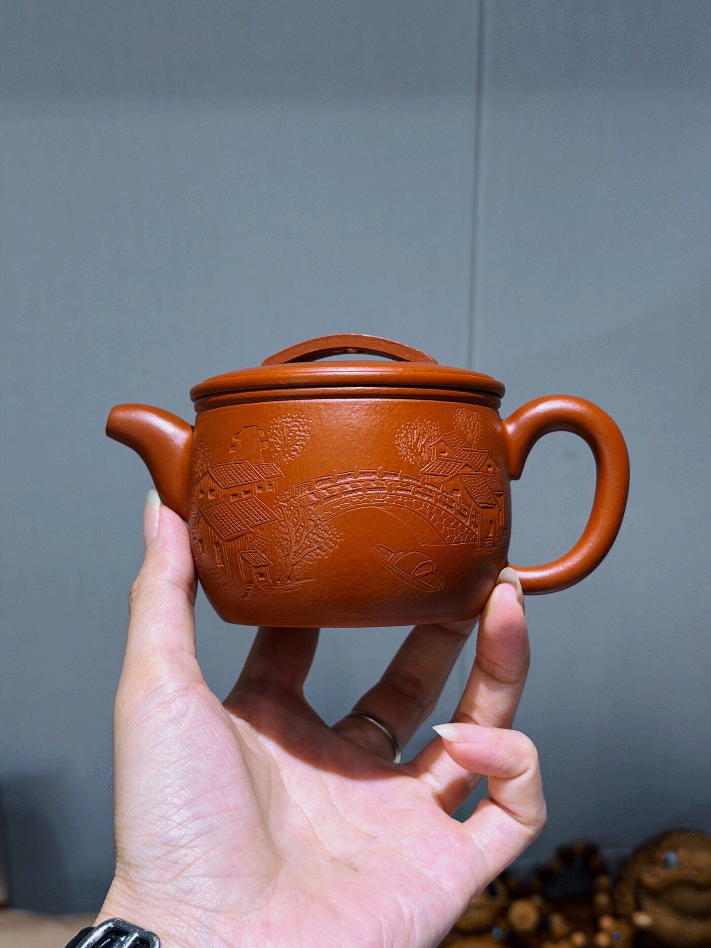 微瑕特价宜兴紫砂壶经典汉瓦壶原矿赵庄朱泥全手工制作容量200cc