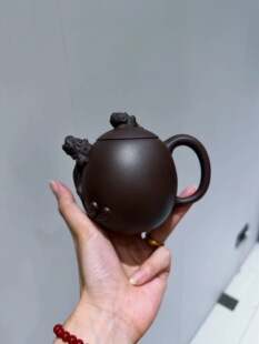宜兴紫砂壶龙蛋壶原矿紫泥大容量壶容量270cc助工许学文精工制作