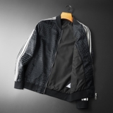 2026年新款印花立领休闲夹克钱塘3019-JK9035P155平铺黑色，男装夹克，钱塘6016-1(原3019)