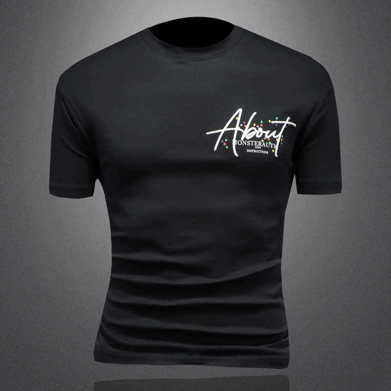 2025年新款微阔短袖T恤钱塘3019TX1163P65镂空黑色，男装T恤，钱塘6016-1(原3019)