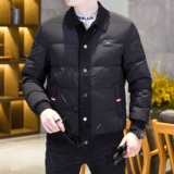 Y6111P2852024高端冬季90%白鸭绒针织领翻领羽绒服真模黑色，男装羽绒服，钱塘6016-1(原3019)