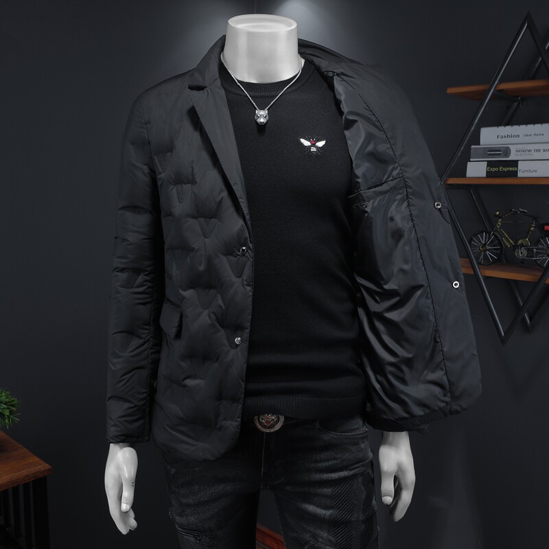 Y9591P2952024高端冬季90%白鸭绒压花西装领羽绒服假模405,男装西服套装,钱塘6016-1(原3019)