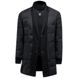 Y9582P3602026冬季90%白鸭绒暗纹针织领中长款羽绒服假模控405，男装羽绒服，钱塘6016-1(原3019)