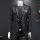 2026年新款高端休闲小西装钱塘3019X6693P170假模黑，男装西服套装，钱塘6016-1(原3019)