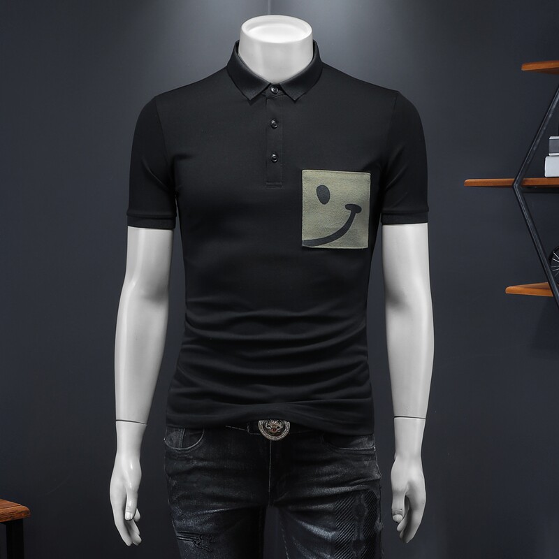 2025年新款短袖POLO衫钱塘3019-PL3028P55假模黑色，男装T恤，钱塘6016-1(原3019)