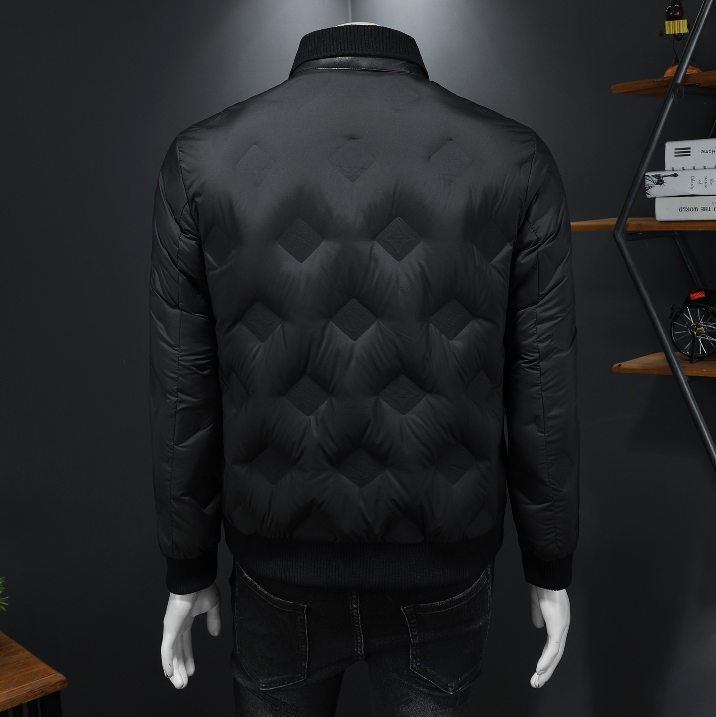 Y9830P3102025高端冬季90%白鸭绒暗花针织领羽绒服假355,男装羽绒服,钱塘6016-1(原3019)