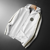2026年新款印花连帽休闲夹克钱塘3019-JK9024P160平铺白色，男装夹克，钱塘6016-1(原3019)