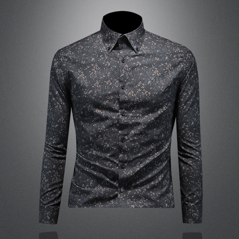 2026年新款长袖衬衫青春大码修身衬衣钱塘30199615P80镂空黑色，男装衬衫，钱塘6016-1(原3019)